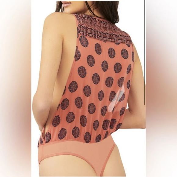 Free People Intimately Soul Of The Sun Bodysuit Boho Brick Combo Size Small - Picture 2 of 8